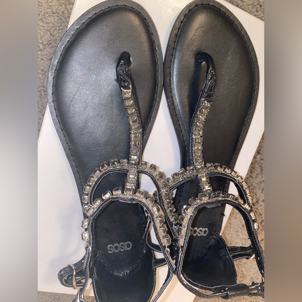 ASOS black rhinestone sandals NEW
